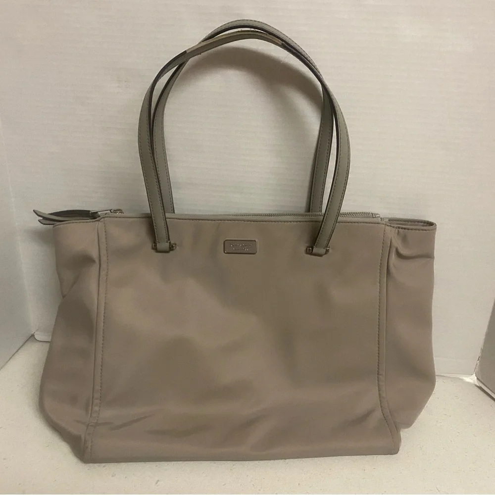 kate spade taupe beige nylon tote